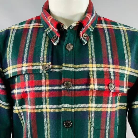 BLACK FLEECE Size M Green Multi Color Plaid Wool Shirt Jacket